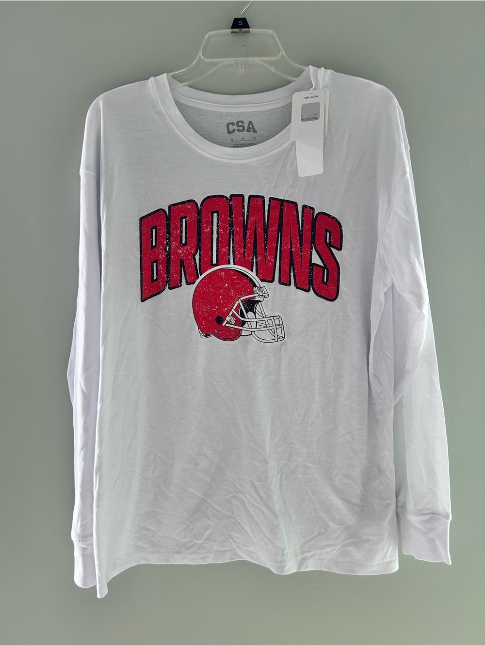 Men's White Long-Sleeve Tee with 'BROWNS' Graphic medium